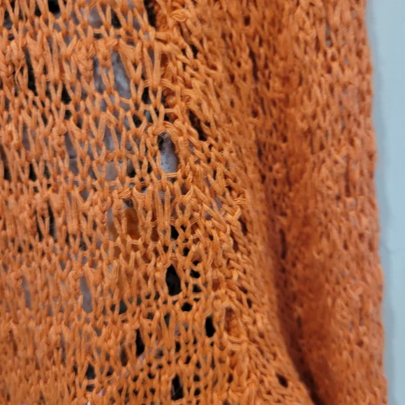 Marallis Canada Orange Floral Fashion Midi Dress With Matching Knit Cover Up  L - Picture 11 of 14